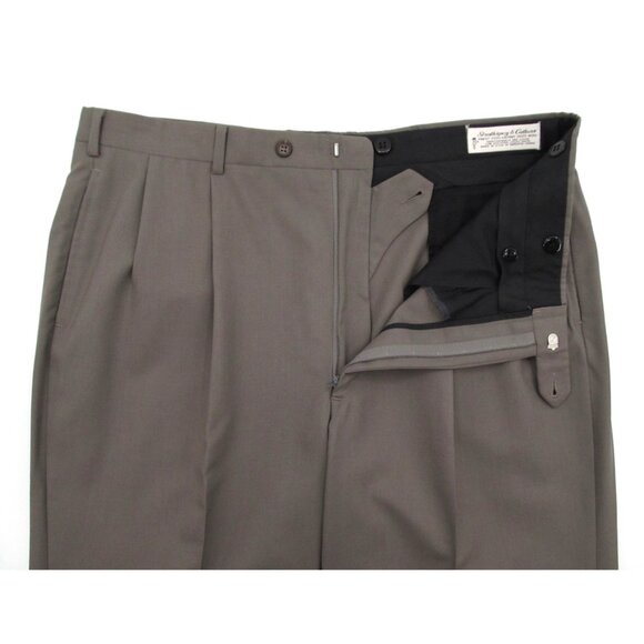 Vintage Majer Slacks Merino Wool Pants 34x29 Taupe Trousers Union Made USA - Picture 4 of 16